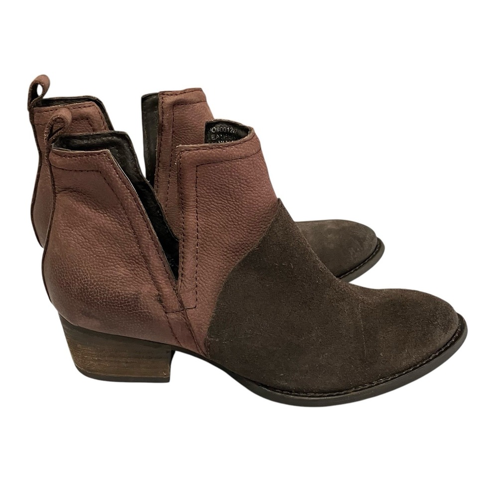 JOURNEE Womens Mauve/Brown Deep V Cut Outs Dempsy Slip On Leather Booties 8